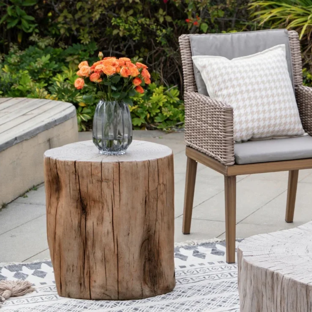 Elementi Daintree 19.3" Stump Side Table for Indoor & Outdoor - Red Wood