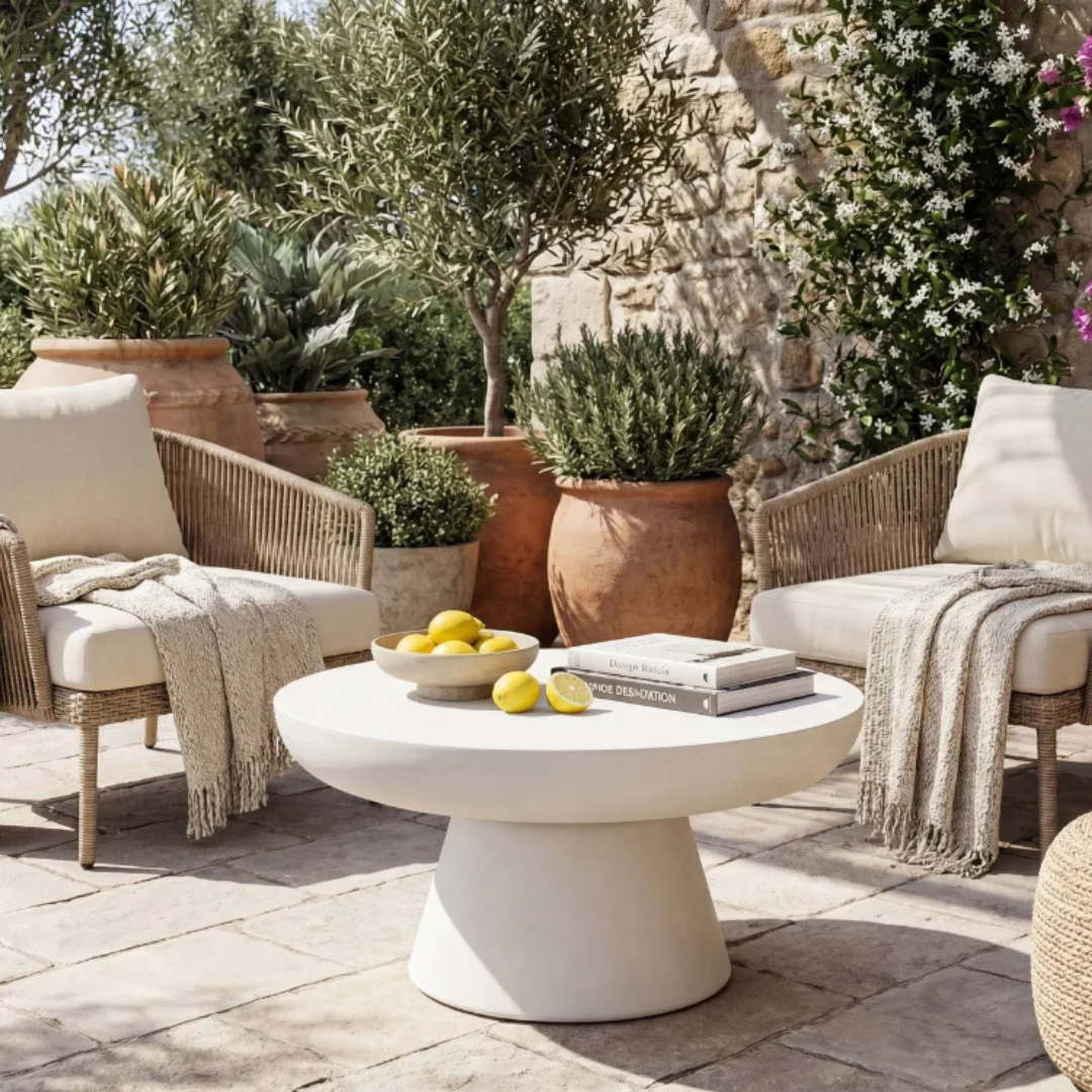 Elementi KYLIX Cream White 34" Medium Concrete Coffee Table