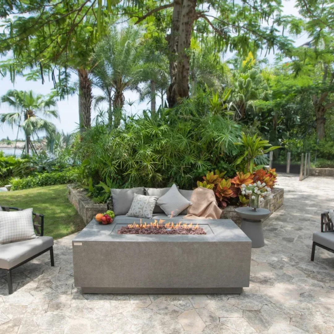 Elementi Andes 66" Concrete Fire Table with Built-In Tank Storage