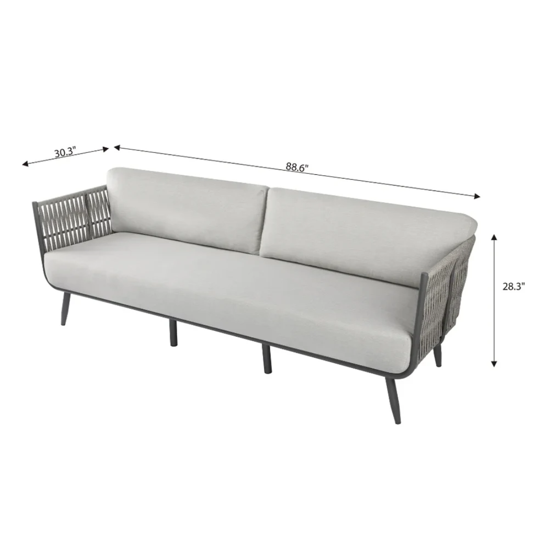 Elementi Milano Outdoor Aluminum 3-Seat Sofa with Sunbrella® Cushions