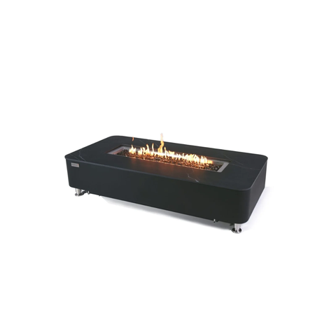 Elementi Valencia 62” Marble Porcelain Top Fire Table - Bulgaria Black