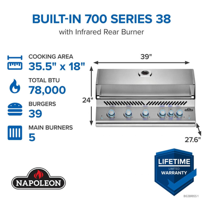 Napoleon  Built-In 700 Series 38 with Infrared Rear Burner
