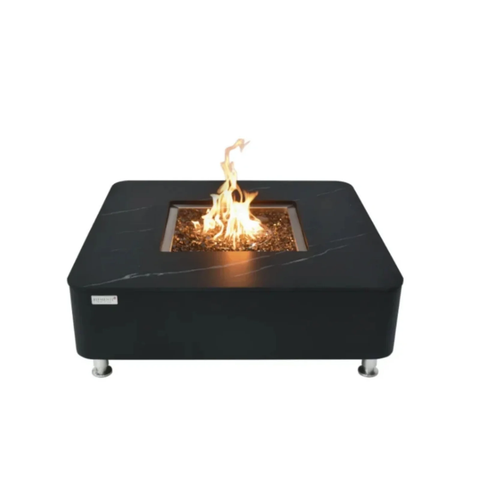 Elementi Annecy 42” Marble Porcelain Top Fire Table-Bulgaria Black