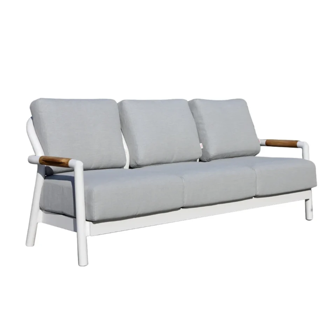 Elementi Santorini Outdoor Aluminum 3-Seat Sofa with Sunbrella® Cushions