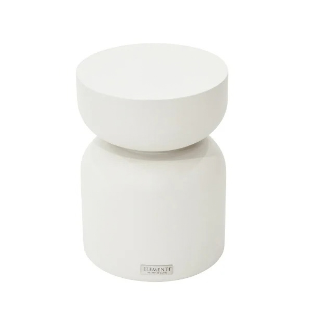 Elementi Chronos Cream White 13.8" Concrete Side table Small