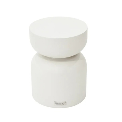 Elementi Chronos Cream White 13.8" Concrete Side table Small