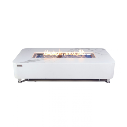 ELEMENTI PLUS ATHENS Porcelain Top Fire Table- Bianco White