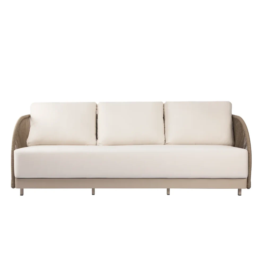 Elementi Malibu Outdoor Aluminum 3-Seat Sofa with Sunbrella® Cushions