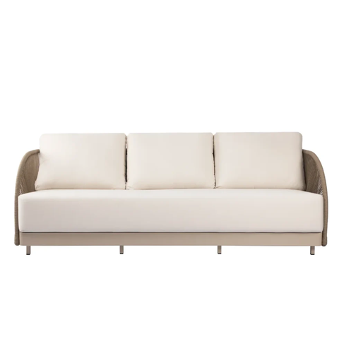 Elementi Malibu Outdoor Aluminum 3-Seat Sofa with Sunbrella® Cushions