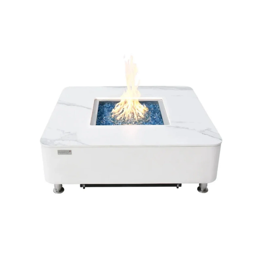 Elementi Annecy 42” Marble Porcelain Top Fire Table-Bianco White