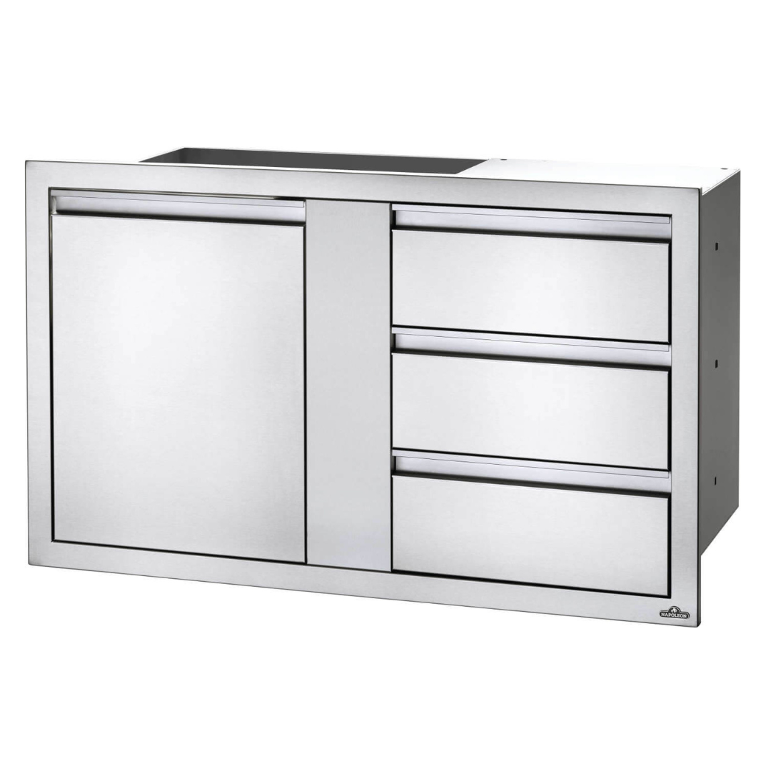 Napoleon 42 x 24 inch Large Single Door & Triple Drawer