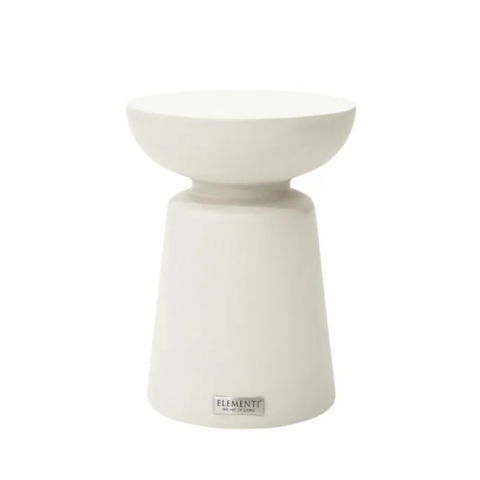 Elementi Kylix Cream White 13.8" Concrete Side table Small