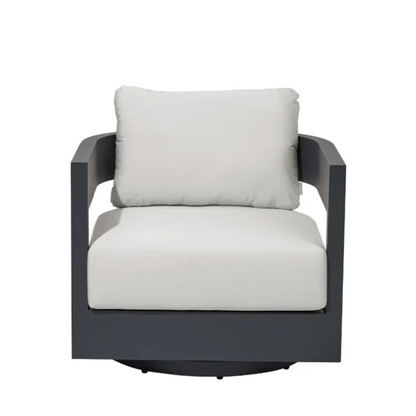 Elementi Monaco Powder-Coated Aluminum Patio Swivel Chair - Canvas Canvas Chair with Sunbrella® Cushions