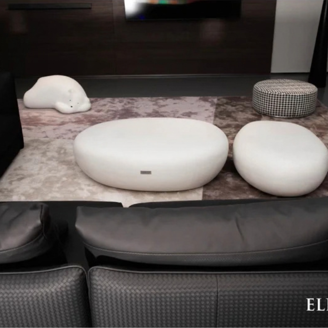 Elementi Home Hawaii 48" Large Cream White Concrete Pebble Table