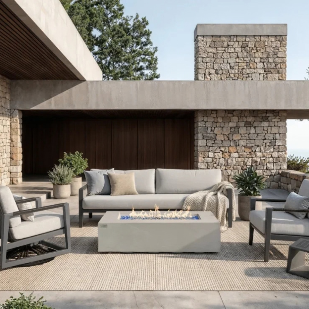 Elementi Laguna Outdoor Aluminum 3-Seat Sofa with Sunbrella® Cushions