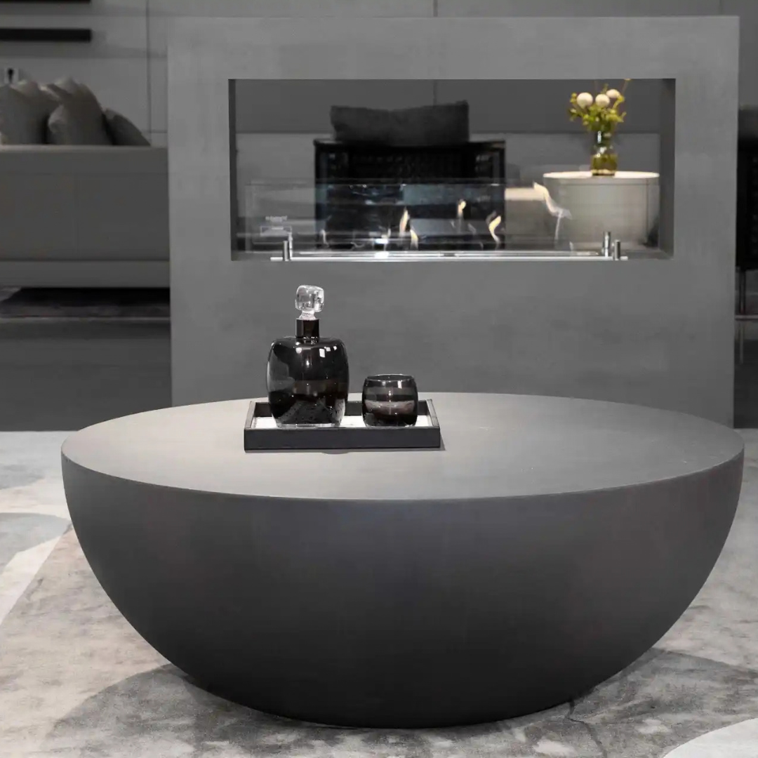Elementi Chronos Slate Black 34" Concrete Coffee Table Medium