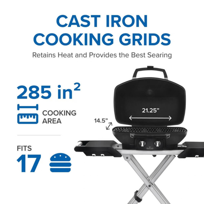 Napoleon TravelQ™ PRO285X Portable Propane Gas Grill with Scissor Cart (Black)