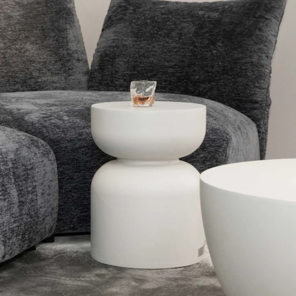 Elementi Chronos Cream White 13.8" Concrete Side table Small