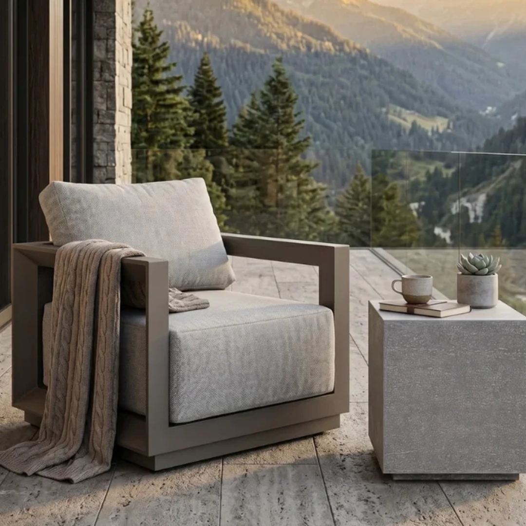 Elementi Newport Outdoor Powder-Coated Aluminum Lounge Chair with Sunbrella®Cushions
