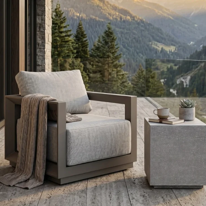 Elementi Newport Outdoor Powder-Coated Aluminum Lounge Chair with Sunbrella®Cushions