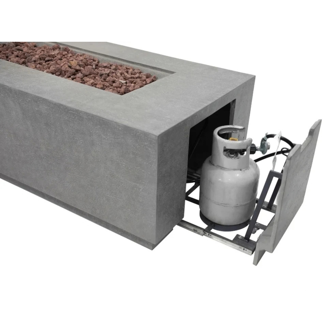 Elementi Andes 66" Concrete Fire Table with Built-In Tank Storage