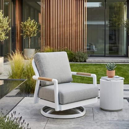 Elementi Santorini Outdoor Aluminum Swivel Chair with Sunbrella® Cushions