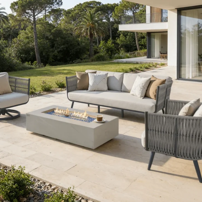 Elementi Milano Outdoor Aluminum 3-Seat Sofa with Sunbrella® Cushions