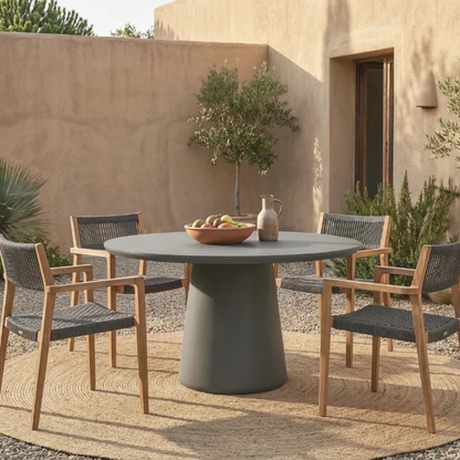 Elementi Rio 60" Round Concrete Dining Table- Space Gray