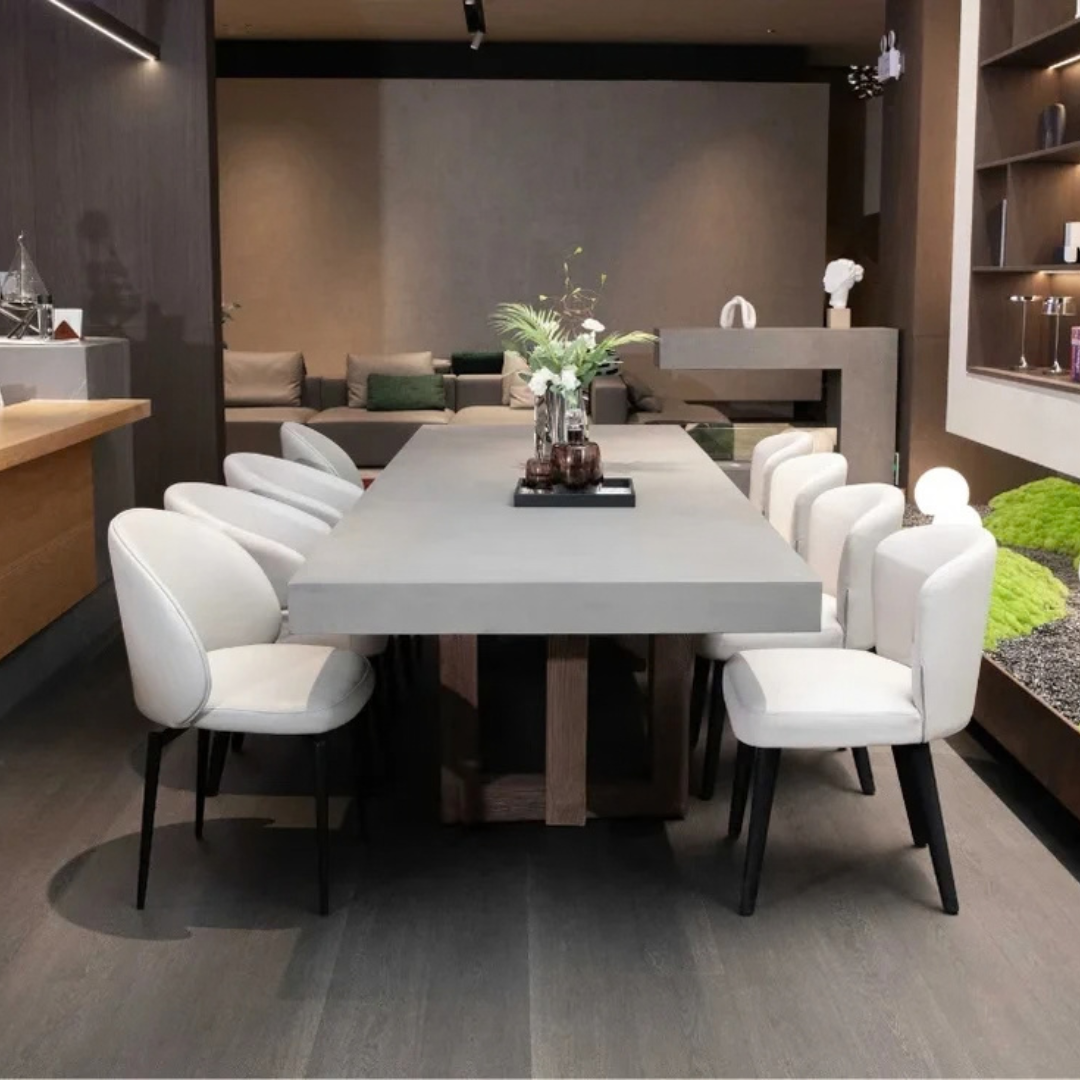 Elementi Home Malaga 96" Medium Rectangular Space Grey Concrete Dining Table