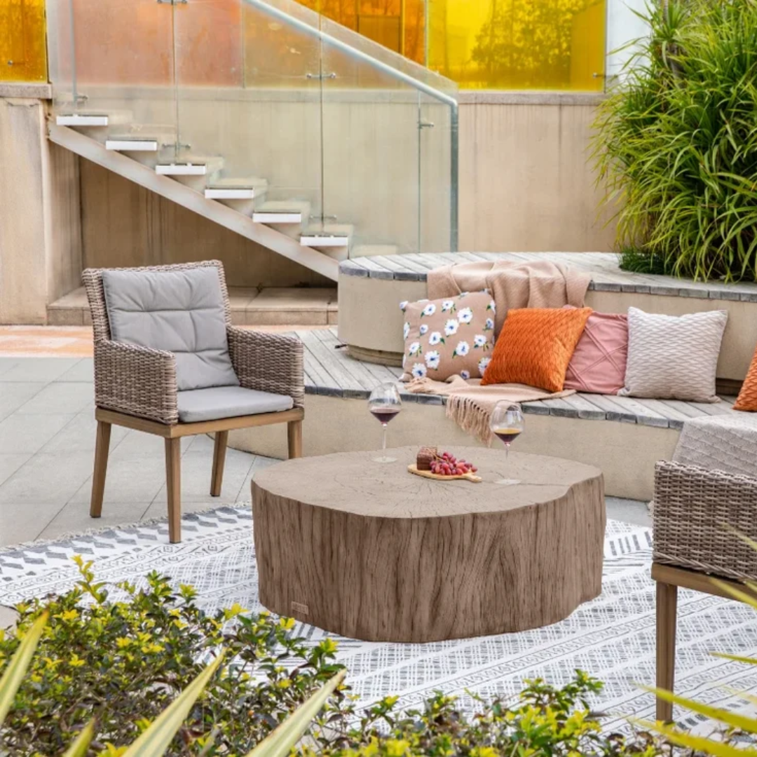 Elementi Daintree 42" Concrete Coffee Table- Red Wood