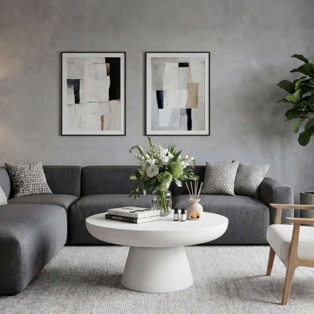 Elementi KYLIX Cream White 34" Medium Concrete Coffee Table