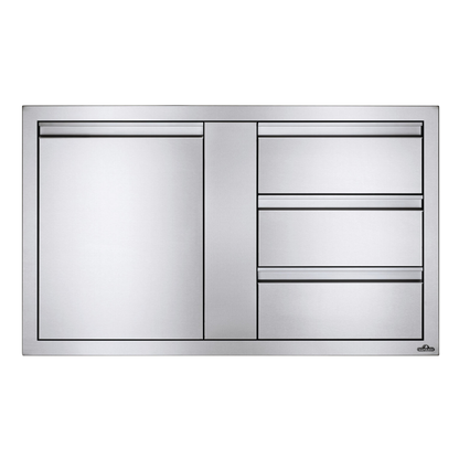 Napoleon 42 x 24 inch Large Single Door & Triple Drawer