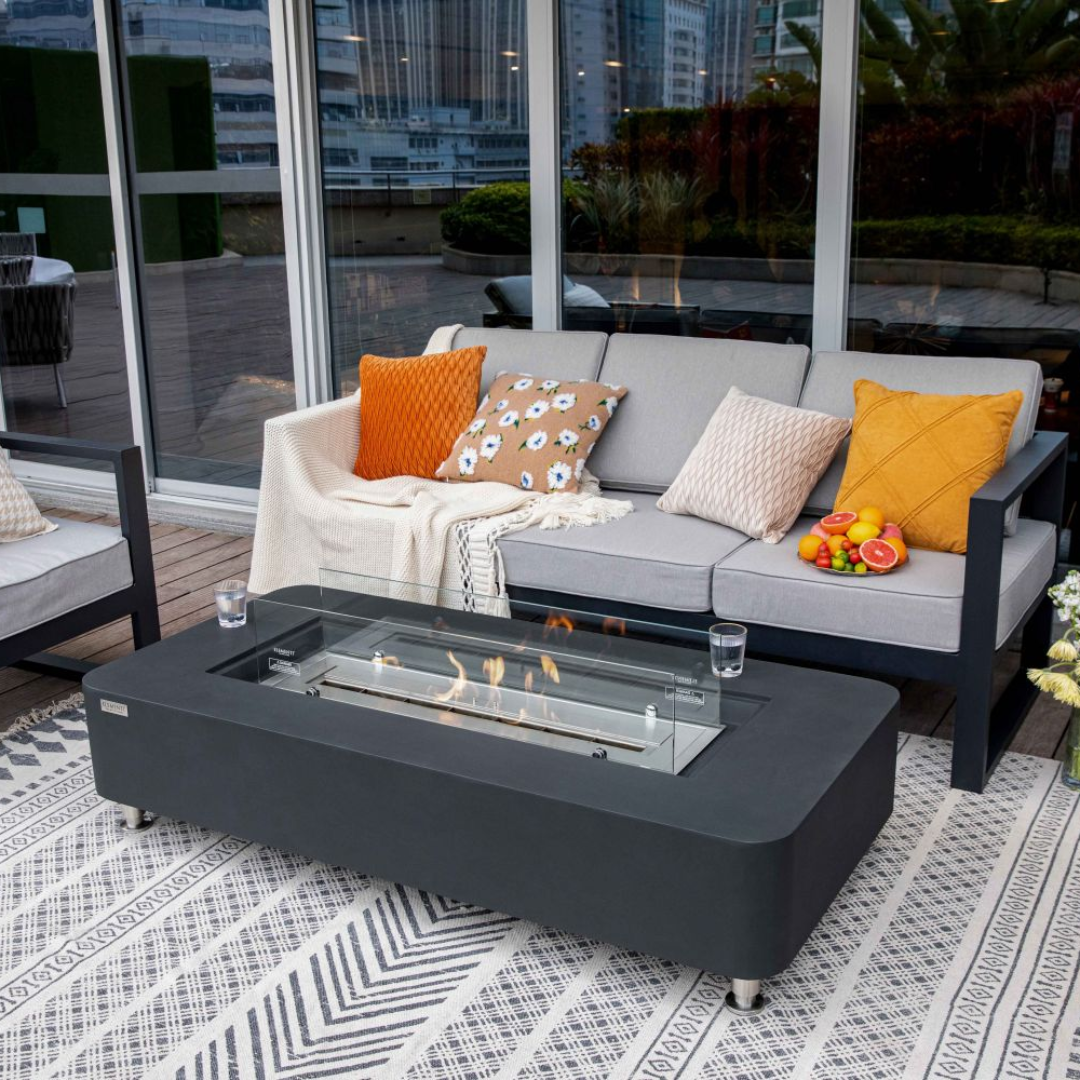 Elementi Sydney 30" Rectangle Slate Black Concrete Ethanol Fire Table