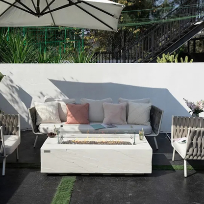 Elementi Plus Cape Town 56" Rectangle Cream White Concrete Sandstone Liquid Propane Fire Table