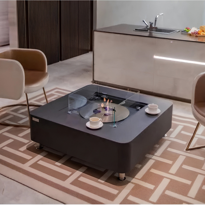 Elementi Perth 40" Square Slate Black Concrete Ethanol Fire Table