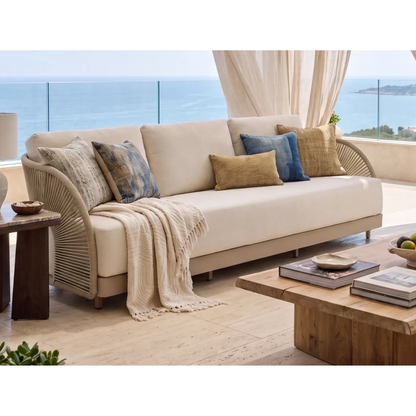 Elementi Malibu Outdoor Aluminum 3-Seat Sofa with Sunbrella® Cushions