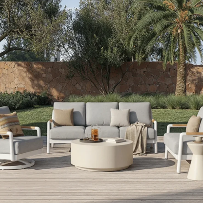 Elementi Santorini Outdoor Aluminum 3-Seat Sofa with Sunbrella® Cushions