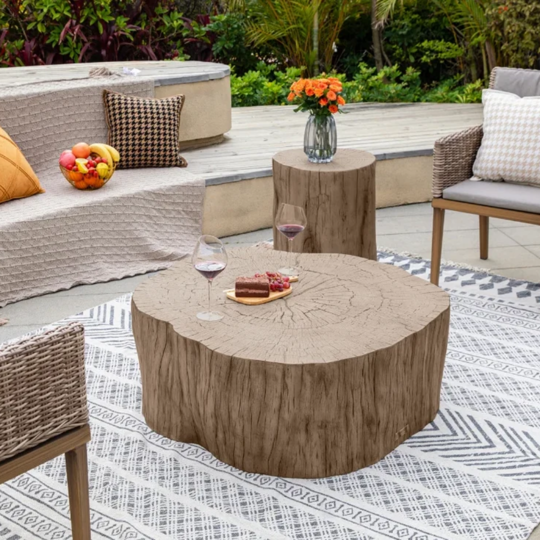 Elementi Daintree 42" Concrete Coffee Table- Red Wood