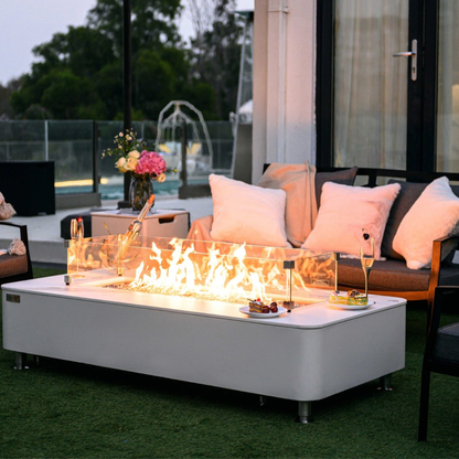 ELEMENTI PLUS ATHENS Porcelain Top Fire Table- Bianco White