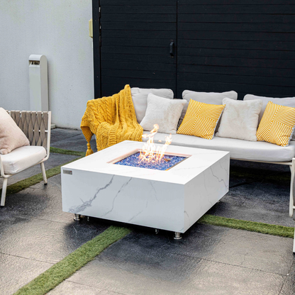 ELEMENTI PLUS BIANCO Marble Porcelain Fire Table