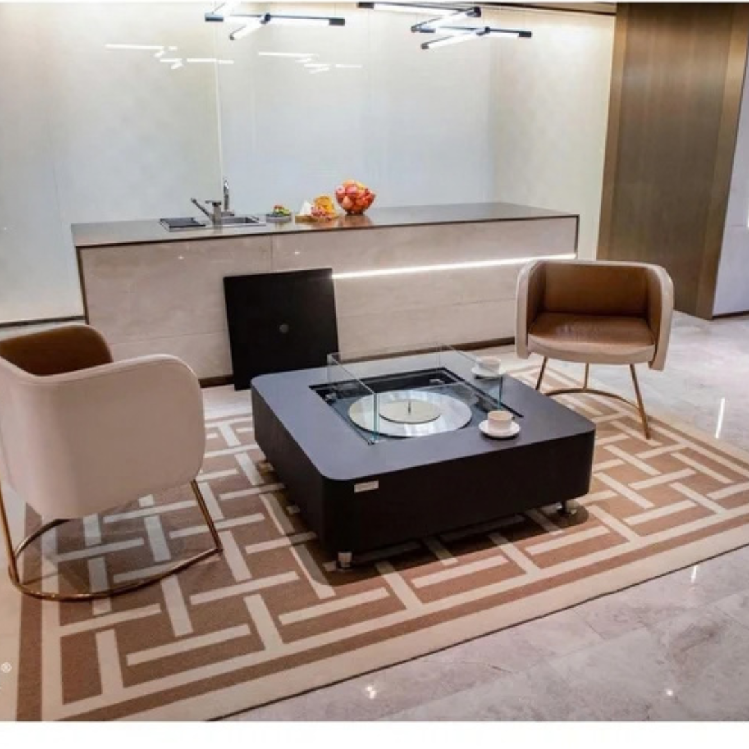 Elementi Perth 40" Square Slate Black Concrete Ethanol Fire Table