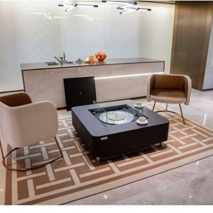 Elementi Perth 40" Square Slate Black Concrete Ethanol Fire Table