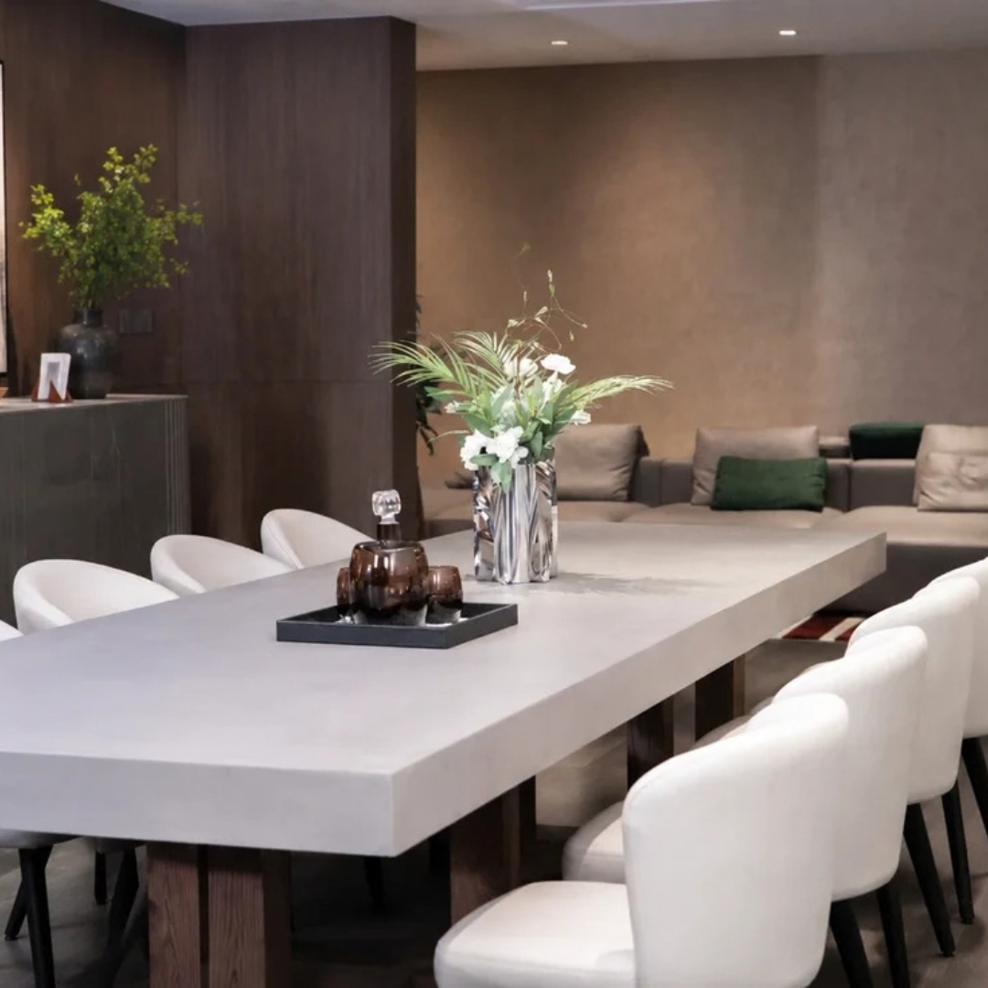 Elementi Home Malaga 96" Medium Rectangular Space Grey Concrete Dining Table