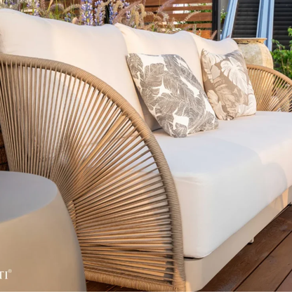 Elementi Malibu Outdoor Aluminum 3-Seat Sofa with Sunbrella® Cushions