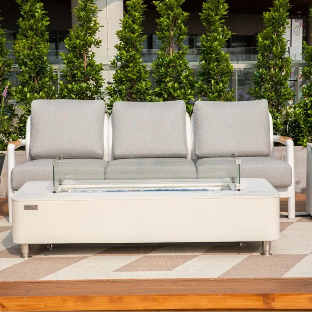 Elementi Santorini Outdoor Aluminum 3-Seat Sofa with Sunbrella® Cushions