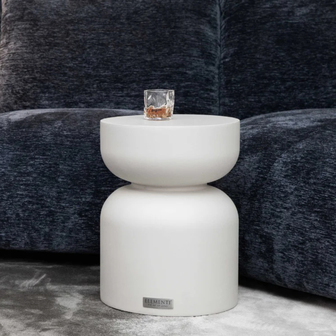 Elementi Chronos Cream White 13.8" Concrete Side table Small