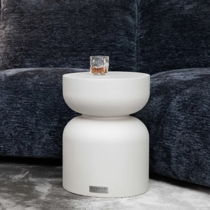 Elementi Chronos Cream White 13.8" Concrete Side table Small