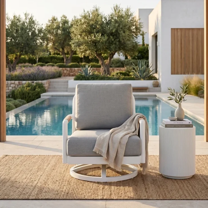 Elementi Santorini Outdoor Aluminum Swivel Chair with Sunbrella® Cushions