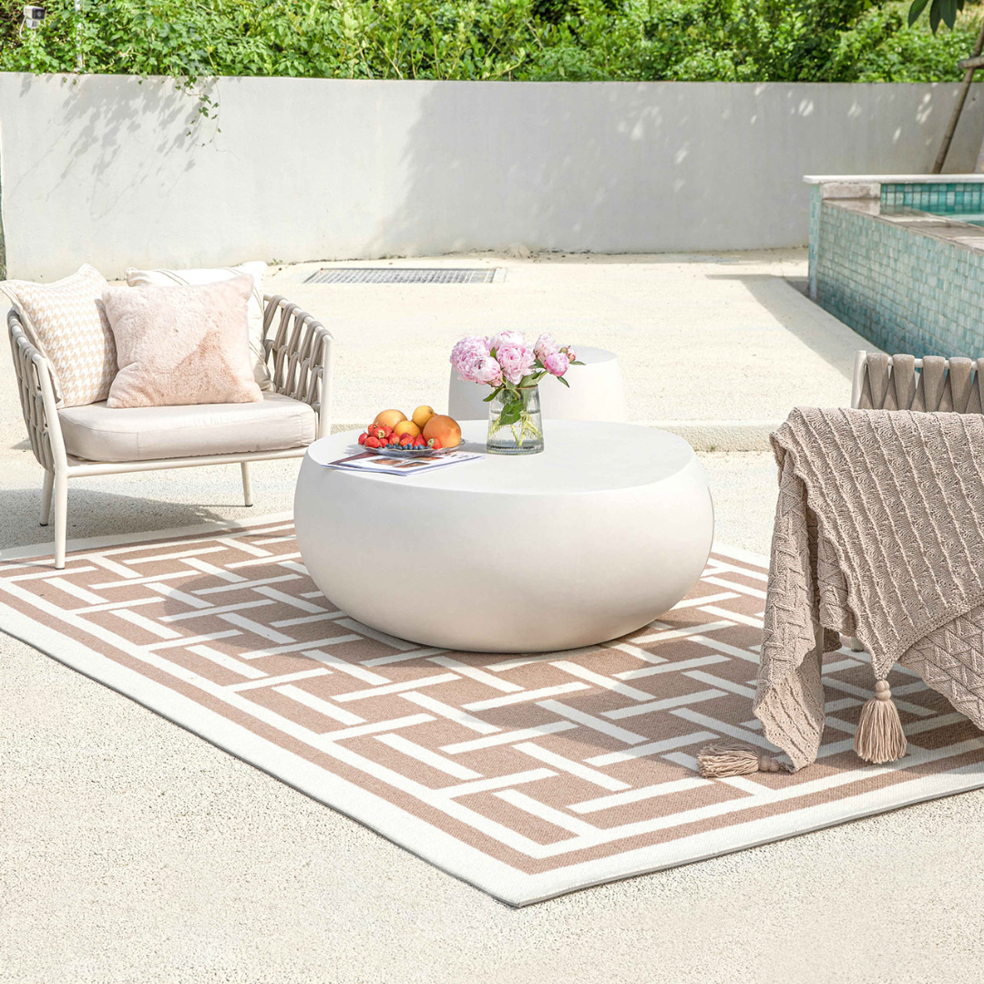 Elementi IKARIA Cobble Coffee Table - Cream White