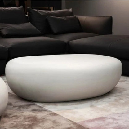 Elementi Home Hawaii 48" Large Cream White Concrete Pebble Table
